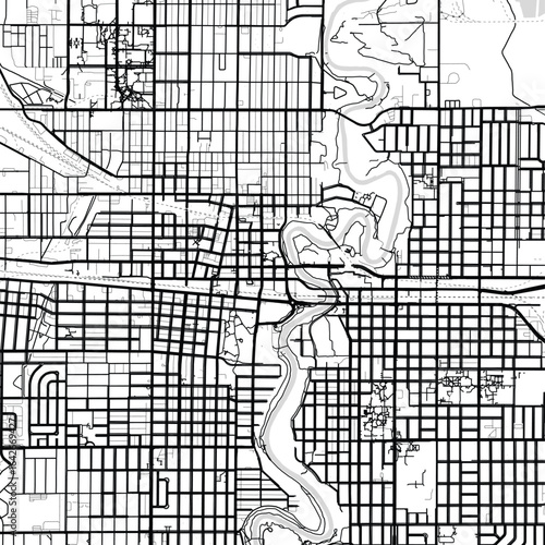 Fargo City Map Art Print Sleek modern blueprint designs featuring refined monochrome urban grids and simplistic linework in striking black and white tones.                         