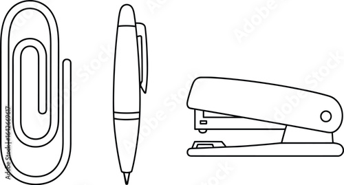 Office supplies pen stapler paperclip stationery clip art