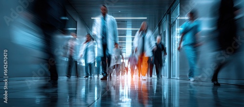 Wallpaper Mural Busy hospital corridor.  People rushing Torontodigital.ca