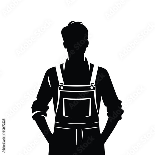 Man worker, silhouette illustration, repairman icon