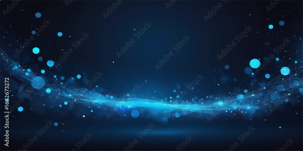 Obraz premium An abstract blue space with glowing stars and particles