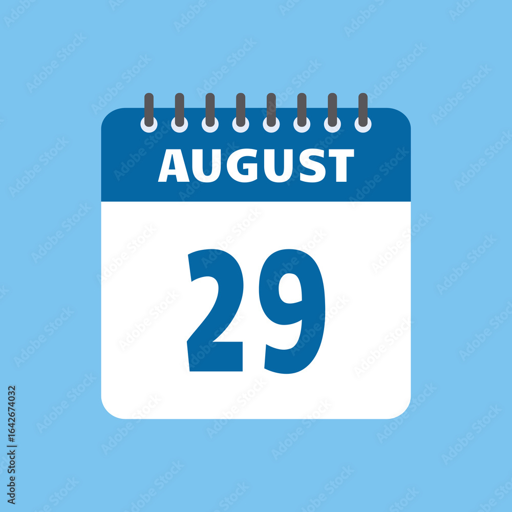 Fototapeta premium august 29 calendar icon Vector page month design