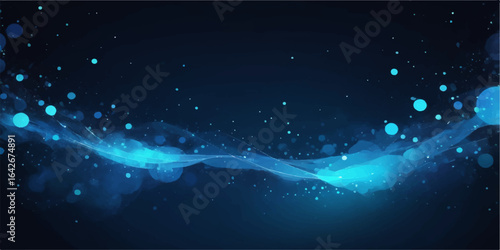 Deep space abstract background with bright stars and blue nebula light