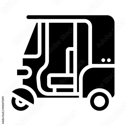 black rickshaw glyph icon vector
