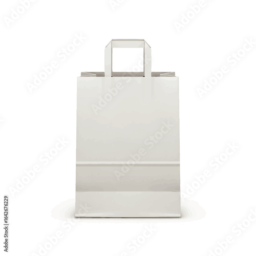 Blank white paper shopping bag, an empty template for retail and eco-friendly packaging design. Customizable space for branding and sustainable commerce concepts.
