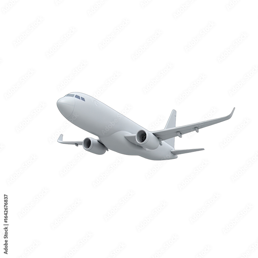 Obraz premium A grayscale, isolated model of an airplane in flight.