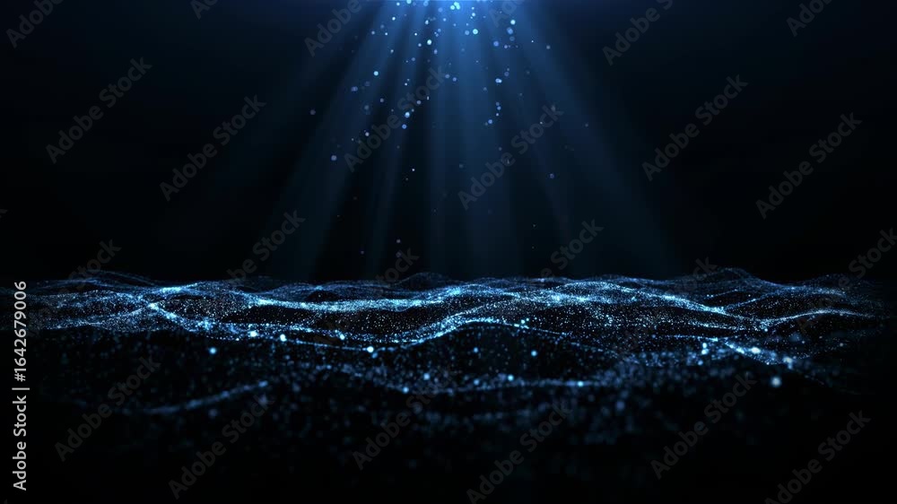 Fond videos 4K avec effet lumineux Blue Dynamic Fantasy Particle Wave