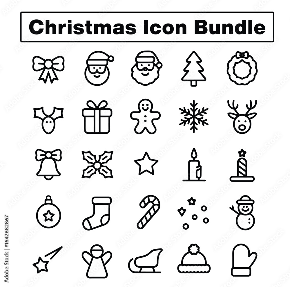 Fototapeta premium Christmas Icons Collection bundle santa