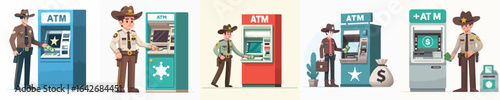 sheriff vector taking money from atm