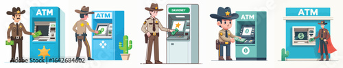 sheriff vector taking money from atm
