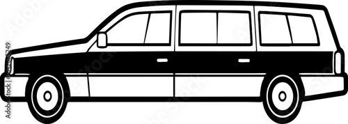 Limousine outline vector illustration, line art