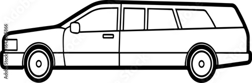 Limousine outline vector illustration, line art
