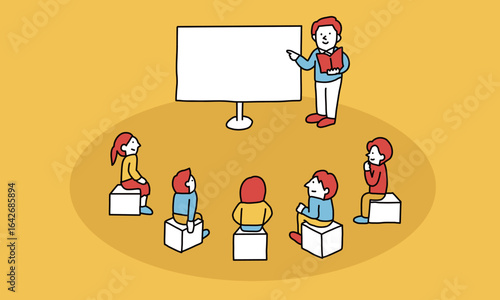プレゼンテーションをする人と聞く人のイラスト
