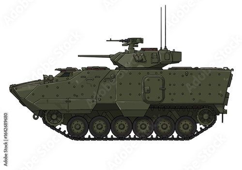 Detailed Illustration of an Armored Personnel Carrier Vehicle