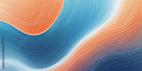 Abstract blue and green spiral waves create a vibrant colorful backdrop with a smooth, flowing pattern and subtle light rays