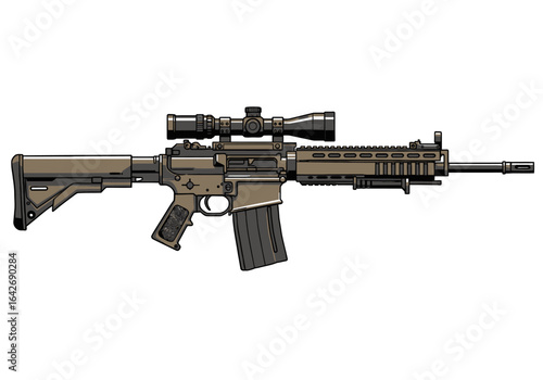 Modern Assault Rifle with Scope and Extended Magazine