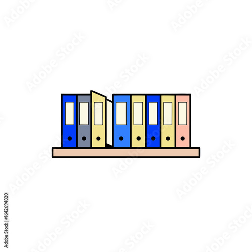Colorful ring binders neatly arranged on a shelf