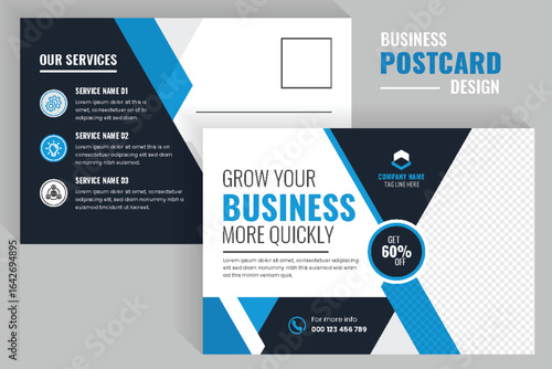 Blue color professional Business company Marketing Postcard direct mailer design