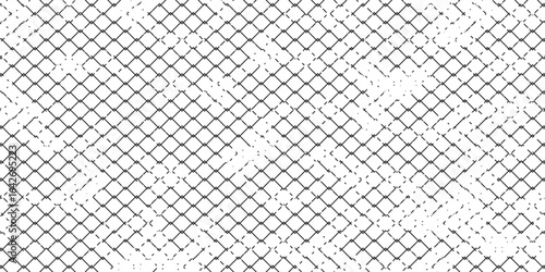 Steel wire chain link fence seamless pattern. Metal lattice with rhombus, diamond shape silhouette. Grid fence background.