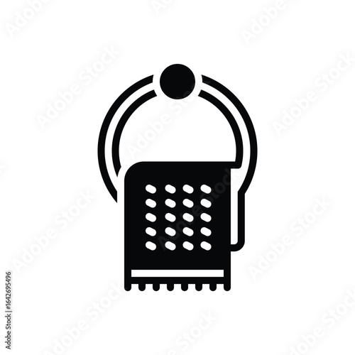 Black solid icon for towel