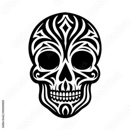 Black and White Sugar Skull Vector Illustration