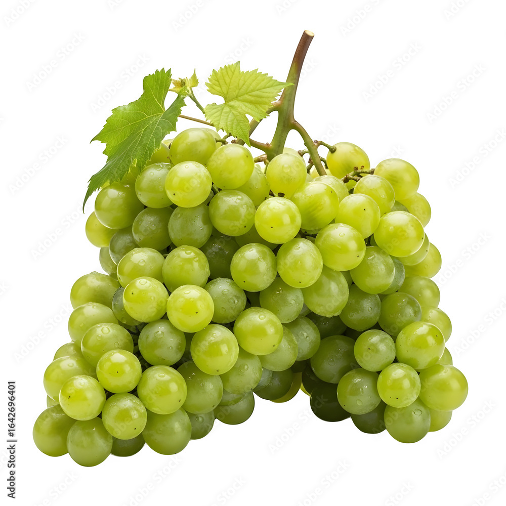 Obraz premium Fresh, juicy green grapes bursting with natural sweetness, perfect for healthy eating and culinary creations, a vibrant taste of nature.