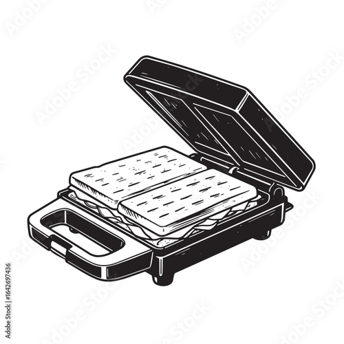 Illustration of a grilling sandwich maker preparing delicious and toasted food
