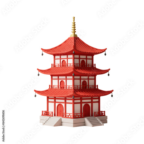 Wallpaper Mural Red and White Pagoda Structure on Transparent Background Asian Architectural Design Torontodigital.ca