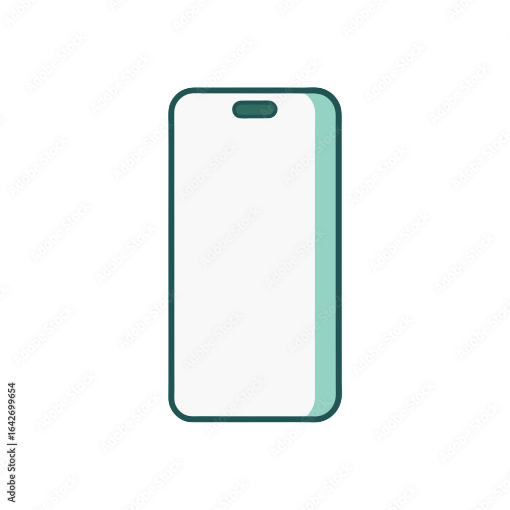 Minimalist illustration of a modern smartphone with a blank screen and notch Minimalist illustration of a modern smartphone with a blank screen and notch