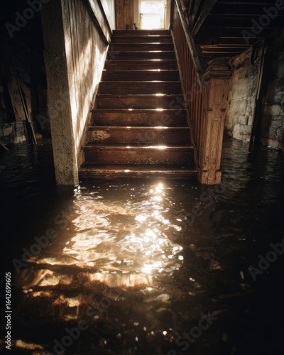 Flooded basement stairs