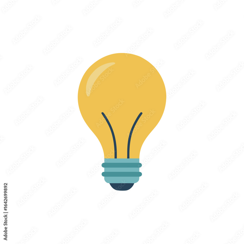 Simple yellow light bulb with blue accents on black background Simple yellow light bulb with blue accents on black background
