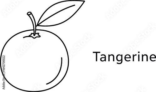 Tangerine fruit with leaf, , is a citrus fruit that is a variety of mandarin orange, known for its sweet and slightly tart taste, and is a great source of vitamin c