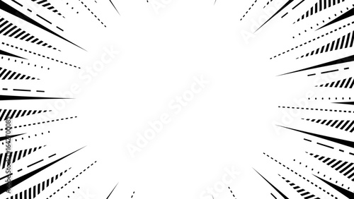 柄入りの集中線、背景フレーム、ポップなデザイン、16:9サイズ