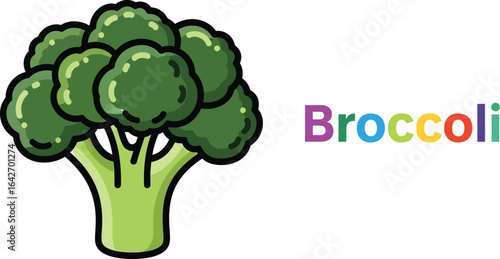 A single broccoli floret, showcasing vibrant green color and healthy texture of this nutritious vegetable, perfect for a balanced diet and a healthy lifestyle