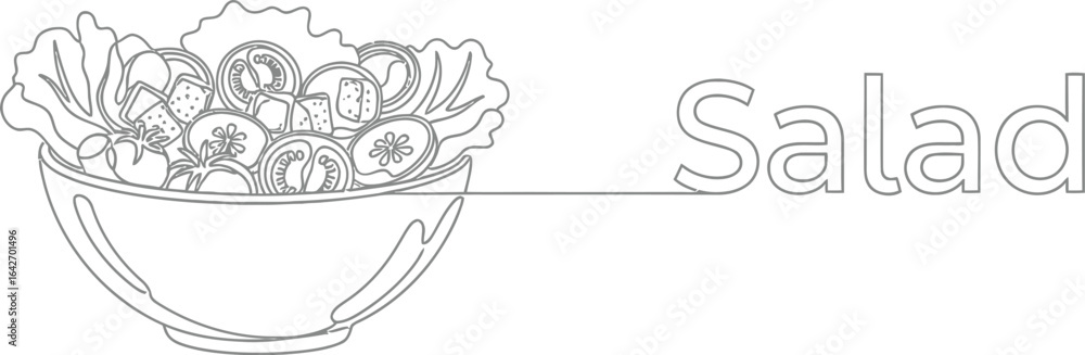 Fototapeta premium Illustration of a fresh salad in a bowl, showcasing its healthy and organic nature, perfect for vegetarian and dietconscious individuals