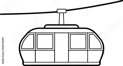 Cable car outline vector illustration, line art