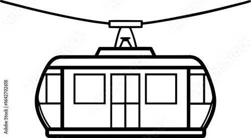 Cable car outline vector illustration, line art