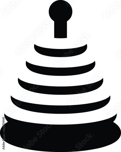 Black silhouette baby toy stacker rings, educational developmental toy, infant sensory play, toddler learning toy, wooden ring stack, classic baby toy vector