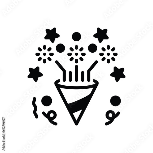 Black solid icon for congratulation