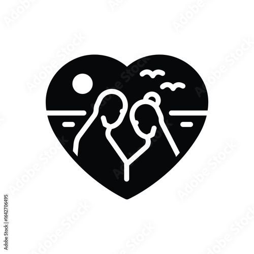 Black solid icon for honeymoon