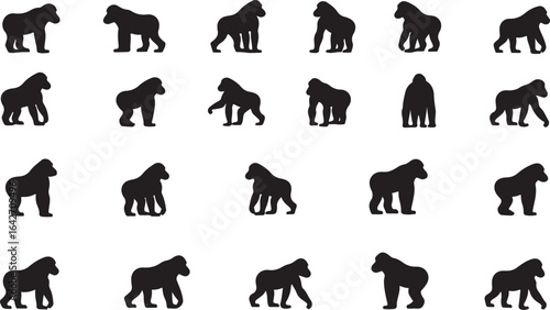 gorillas silhouettes vector