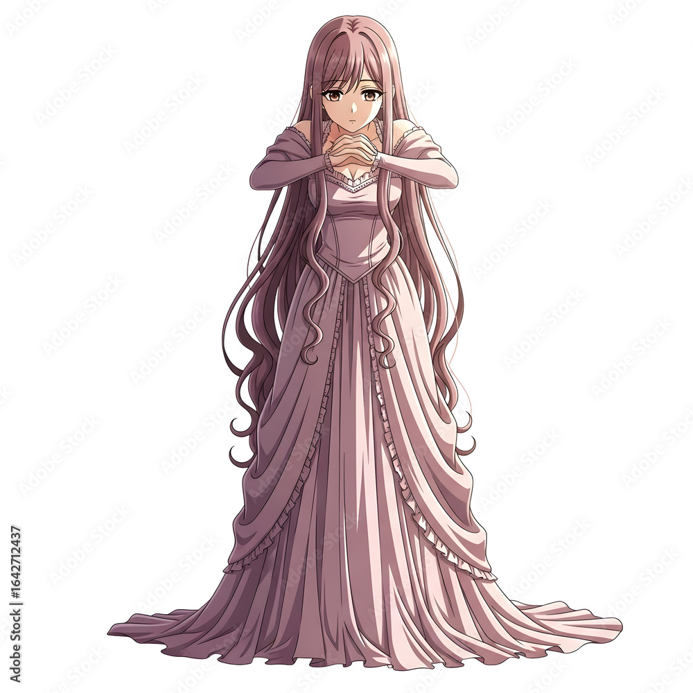 Fototapeta premium Elegant woman in flowing gown, a vision of grace, perfect for fantasy or fashion projects