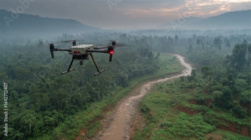 Wallpaper Mural Drone conservation technology capturing aerial footage to monitor wildlife, habitats, and illegal activities for environmental protection Torontodigital.ca