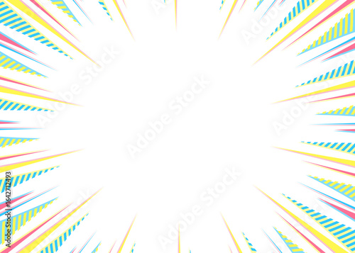 柄入りの集中線、背景フレーム、ポップなデザイン