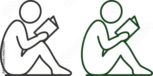 Illustration of person reading book leisure activity concept