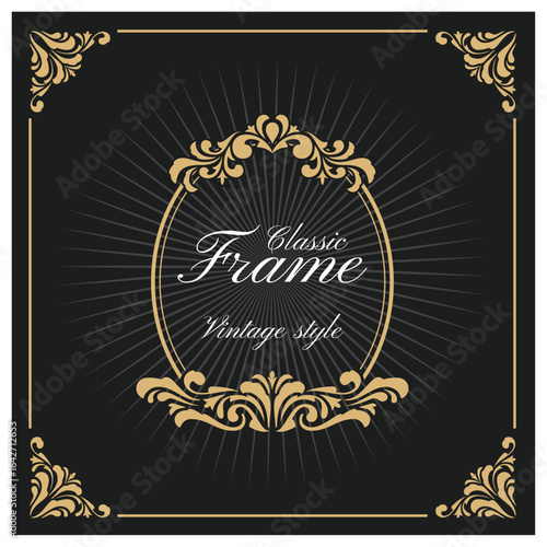 Vintage luxury frame with label template vector 