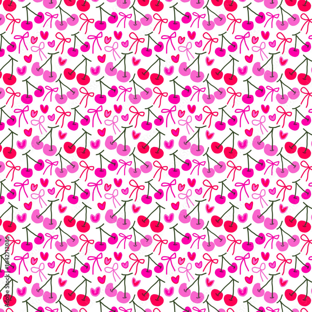 Fototapeta premium seamless pattern with pink cherry