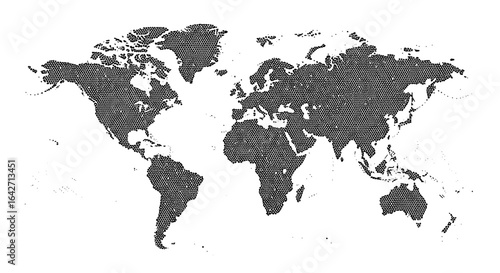 World map dotted halftone pattern geography global continents design