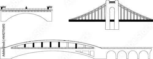 Bridges architecture designs engineering structural drawing art