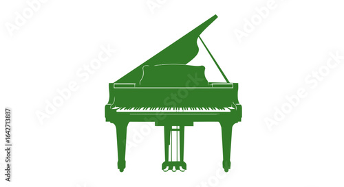 elegant green grand piano silhouette music icon for design projects